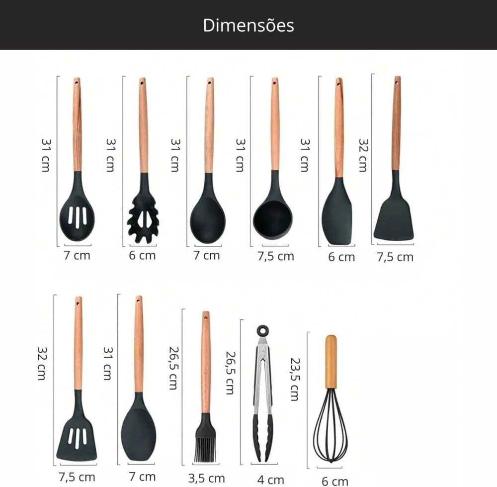 Conjunto Utensílios de Cozinha em Silicone Jogo com 12 Peças... - Image 3