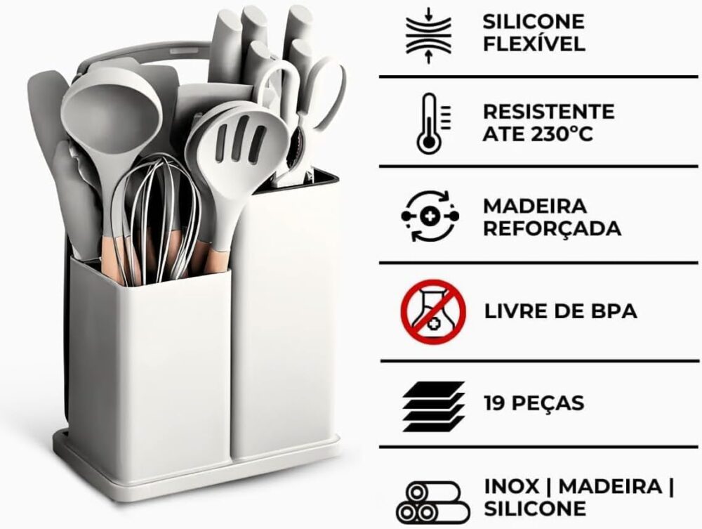 Utensílios para Cozinha Silicone, Kit 19 Peças - Conjunto Co... - Image 2