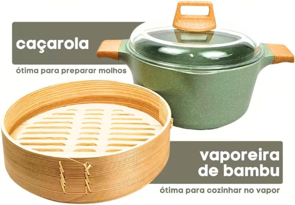 Jogo de Panelas Antiaderente Mármore Cerâmico Saltê 13 Peças... - Image 2