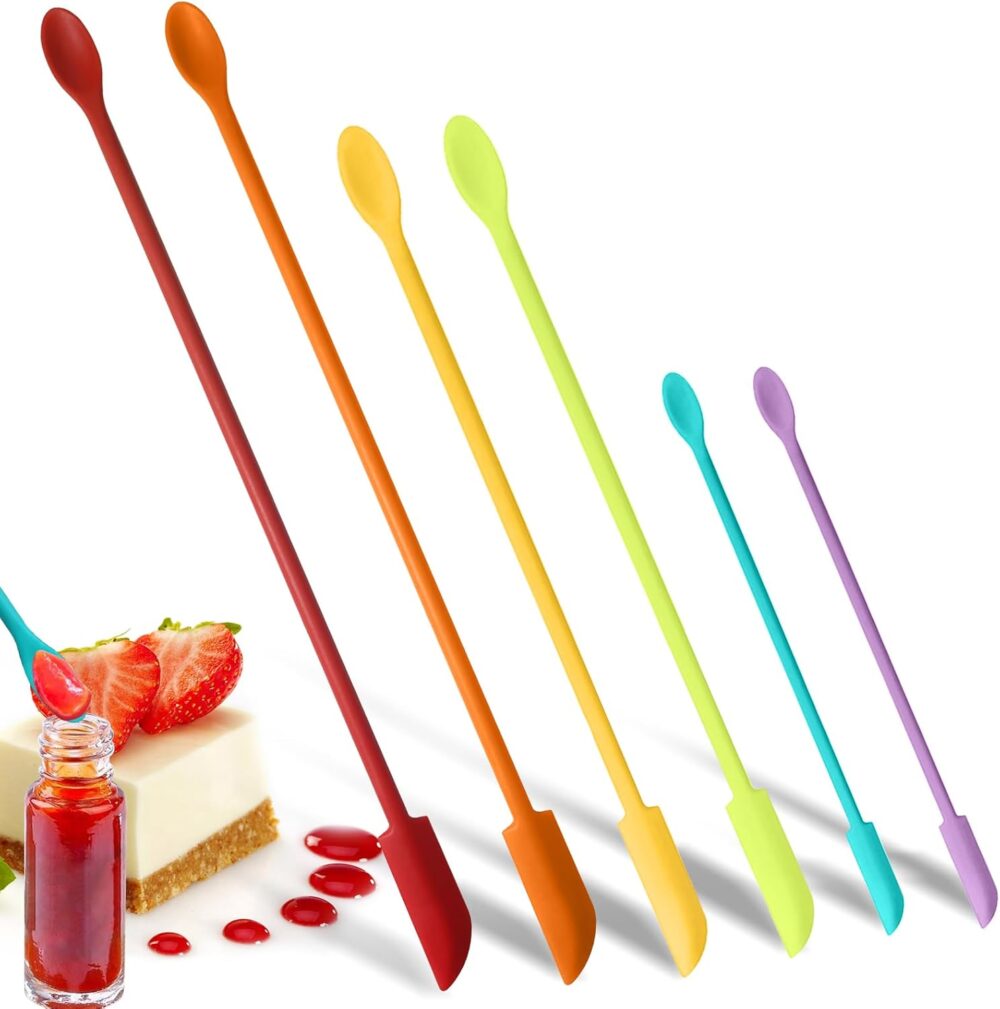 DUFEIMOY Conjunto colorido de 6 espátulas de silicone, espát...