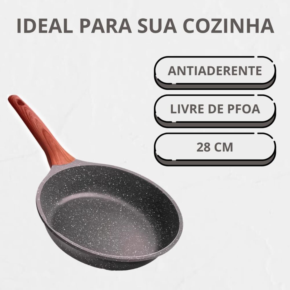 Frigideira Antiaderente Revestimento Cerâmica 28 CM para Fog... - Image 2