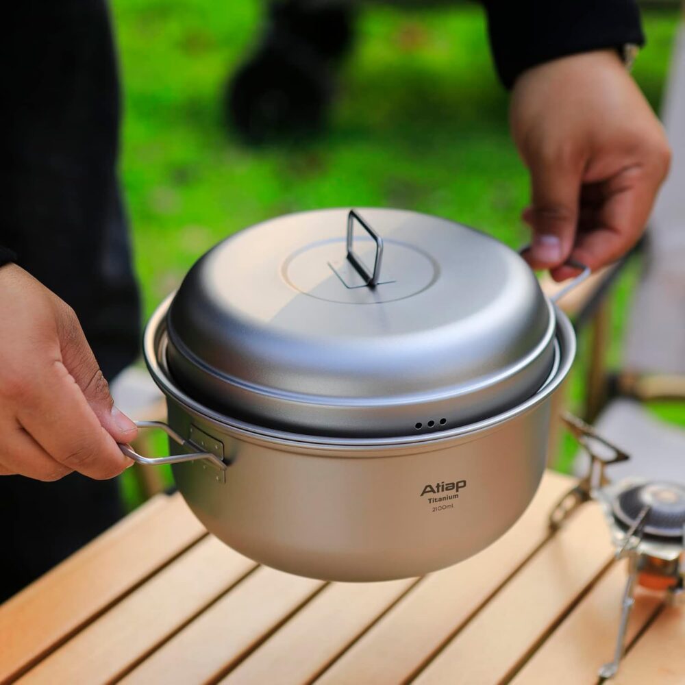 ATiAP Panela de titânio 2100 ml, panela a vapor com alça de ... - Image 5