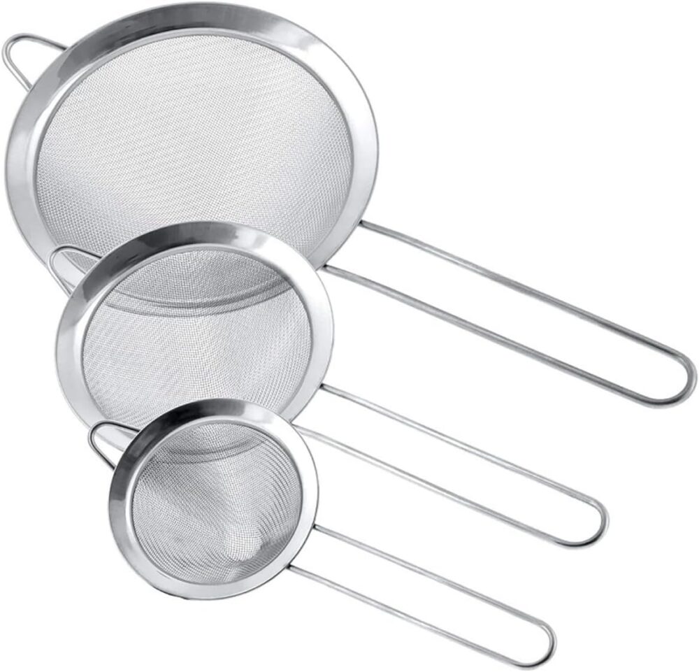 Jogo 3 Peneiras em Aço Inox Resistente Luxo Para Coar Polvil...