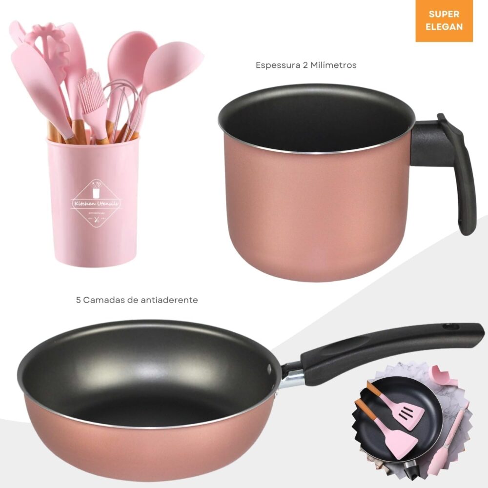 Conjunto de Panelas Antiaderente de 17 Peças com Colheres de... - Image 3