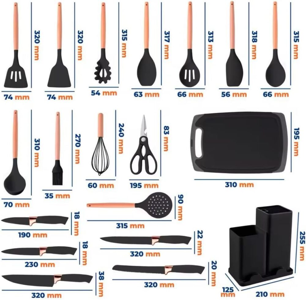 Utensílios para Cozinha Silicone, Kit com 19 Peças, Antiader... - Image 7