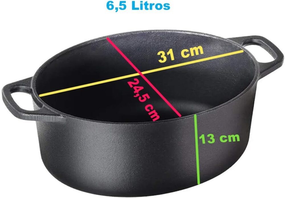 Panela De Ferro Fundido Caçarola Oval Santana 6,5 Litros - Image 3