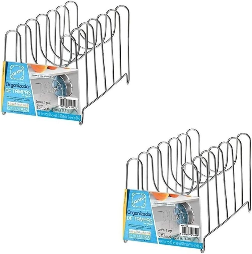 Kit Com 2 Porta Tampas De Panelas Organizador De Formas Trav...