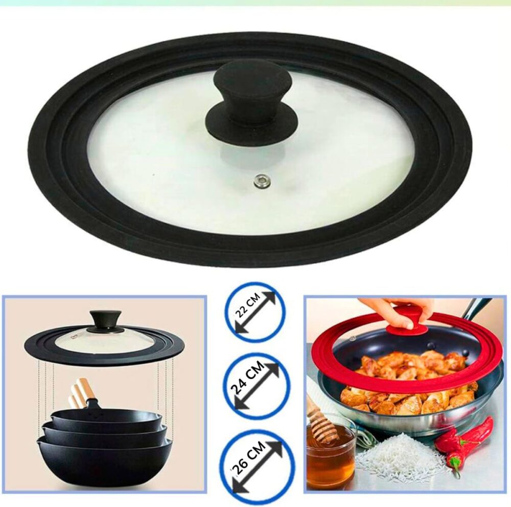 Tampa de Vidro Universal para Panelas Frigideiras Borda Sili... - Image 2