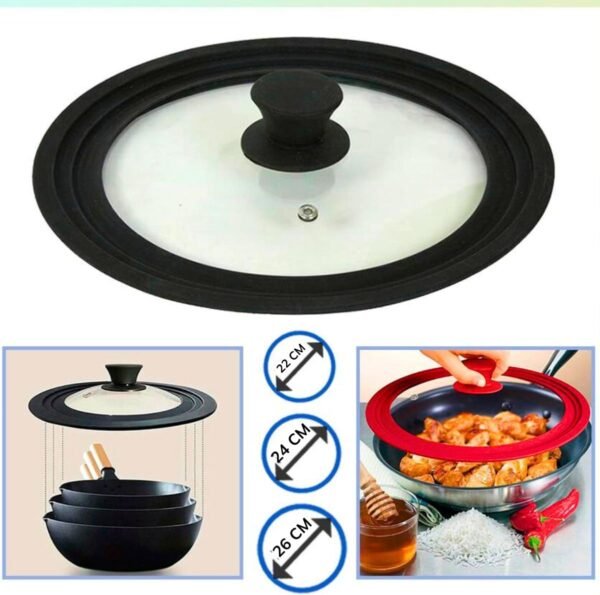 Tampa de Vidro Universal para Panelas Frigideiras Borda Sili... - Image 2