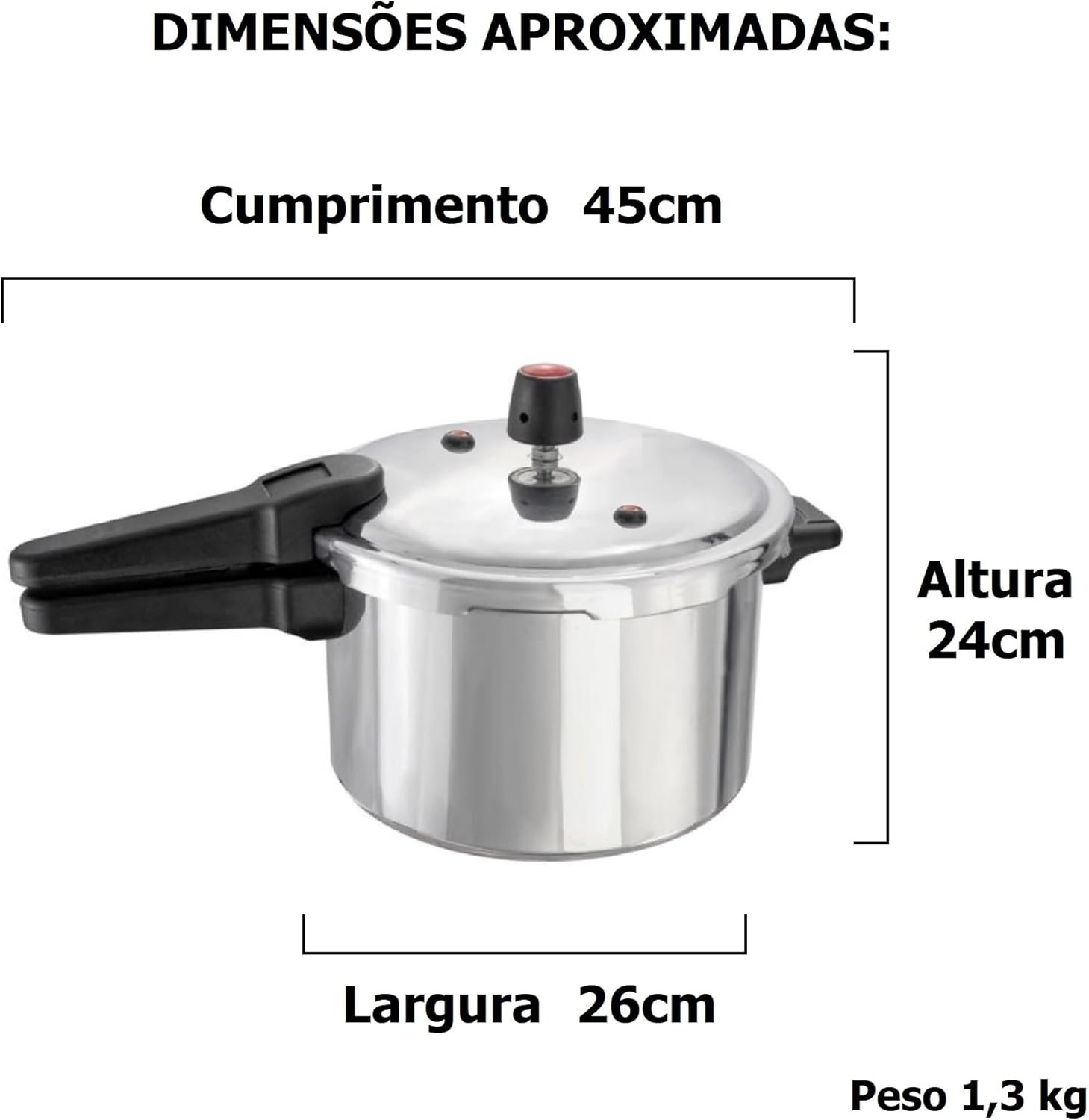 Panela De Pressão 5 Litros Fechamento Externo Polida Alumíni... - Image 4