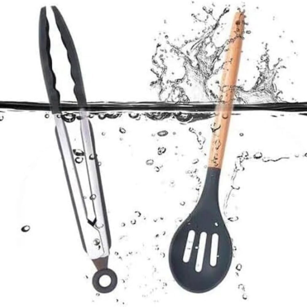 Kit 12 Utensilios de Cozinha Em Silicone E Cabo De Madeira A... - Image 5