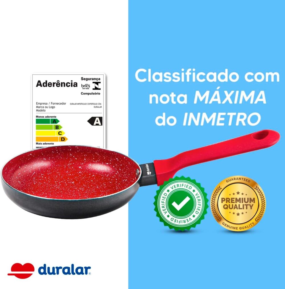 Frigideira Ovo Cerâmica Antiaderente N14 Red Marble Duralar - Image 5