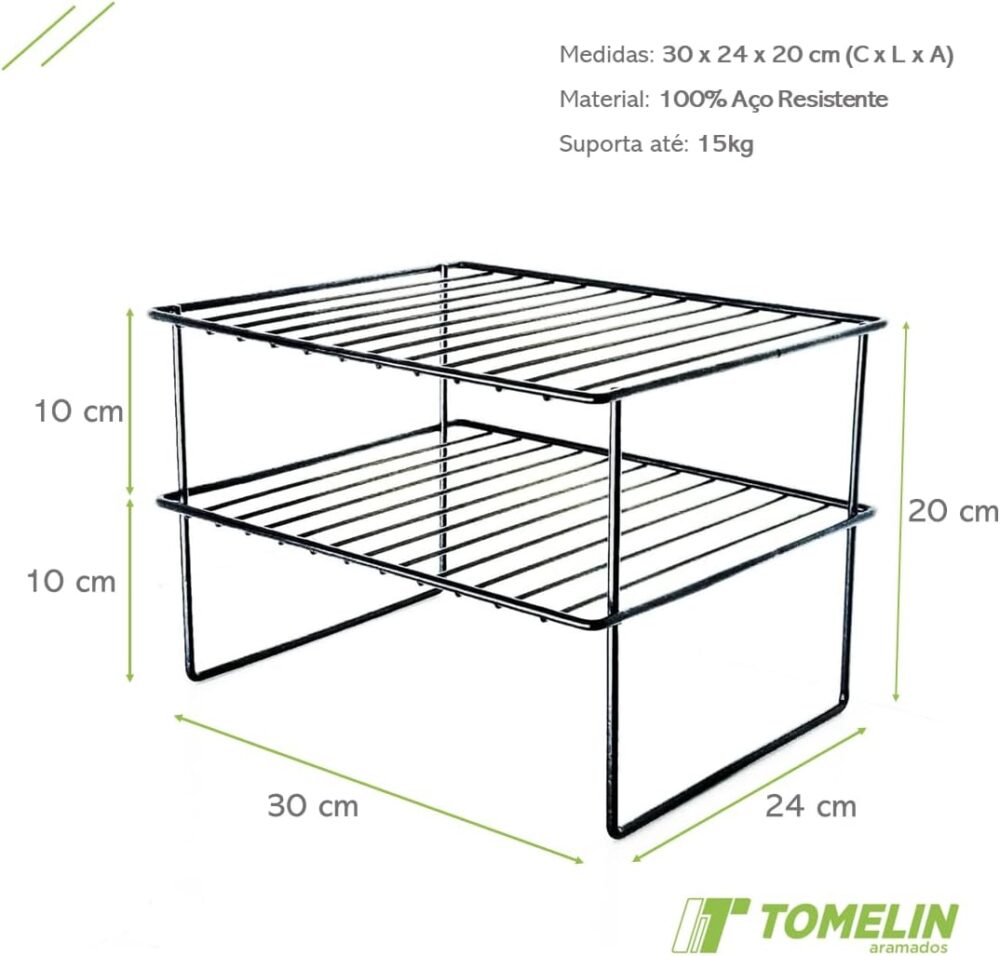 Rack Organizador Objetos Armário Cozinha Prateleira Preto - Image 6