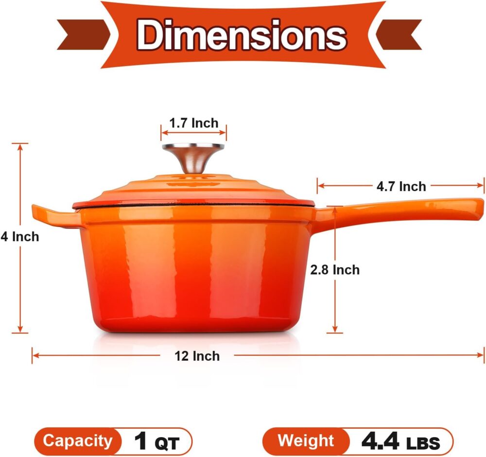 HaSteeL Panela de ferro fundido de 1 litro, mini forno holan... - Image 2