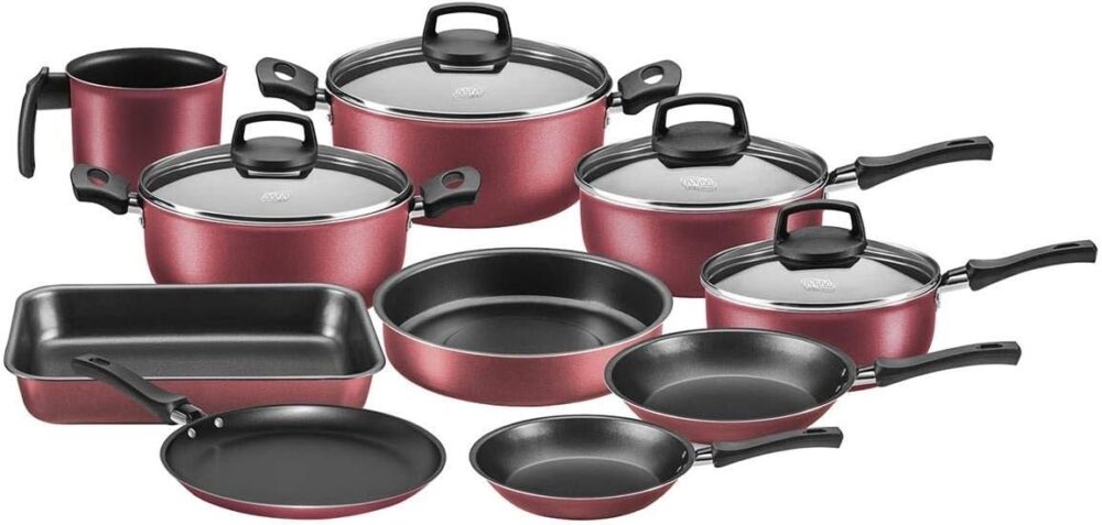 Jogo De Panelas 10 Pçs Antiaderente Trevalla Gourmet Cereja ...