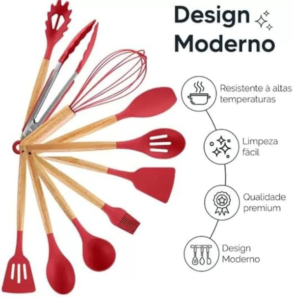 Kit 12 Utensílios de Cozinha Kit Em Silicone Livre de BPA E ... - Image 3