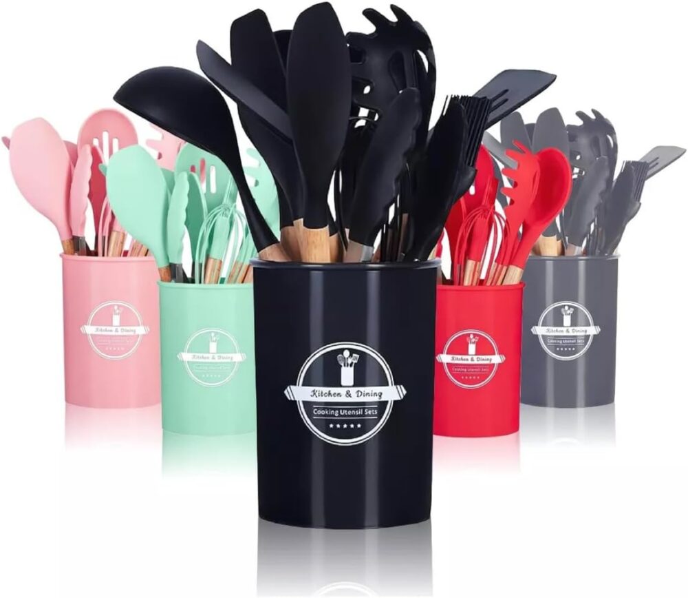 Kit 12 Utensílios De Cozinha Em Silicone E Cabo De Madeira J... - Image 5