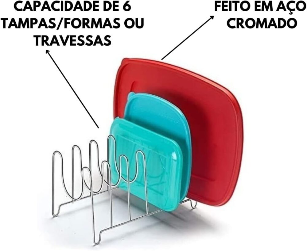 Kit Com 2 Porta Tampas De Panelas Organizador De Formas Trav... - Image 3
