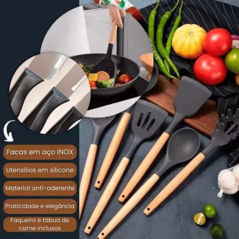 Utensílios para Cozinha Silicone, Kit com 19 Peças, Antiader... - Image 2