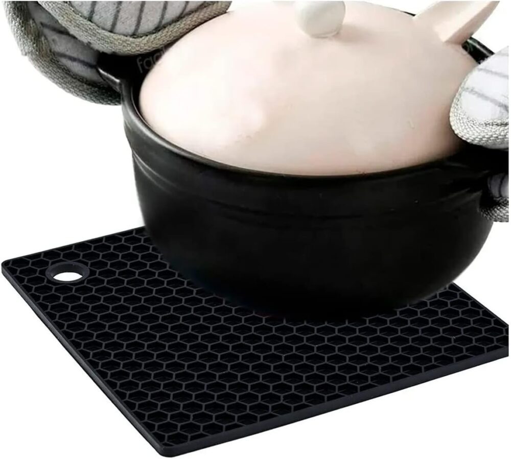 Descanso De Panela Quadrado De Silicone 17 X 17cm Weck Preto - Image 3
