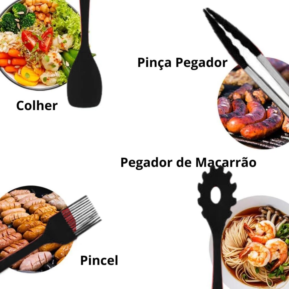 Conjunto Utensílios Profissional 10 Peças Cozinha Silicone P... - Image 5