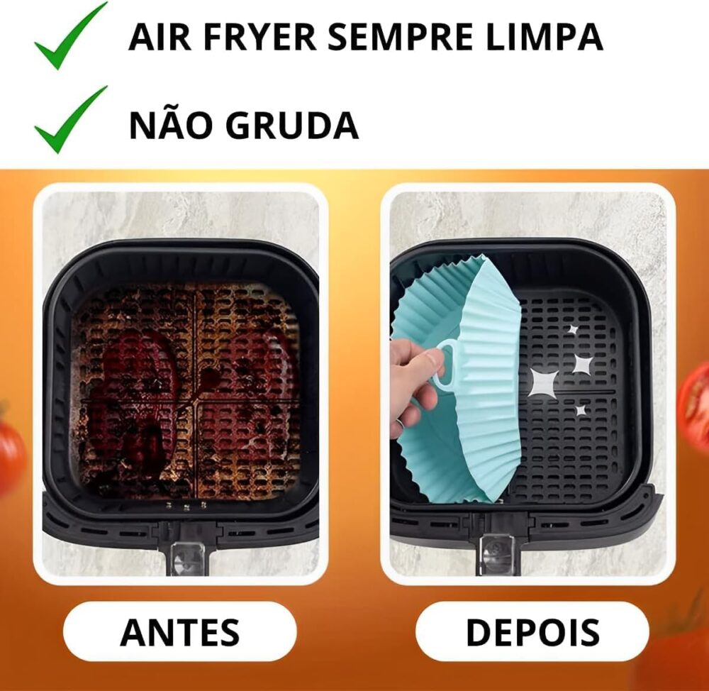Kit 2 Forma 20 Cm Cesta De Silicone Para Air Fryer Reutilizá... - Image 5