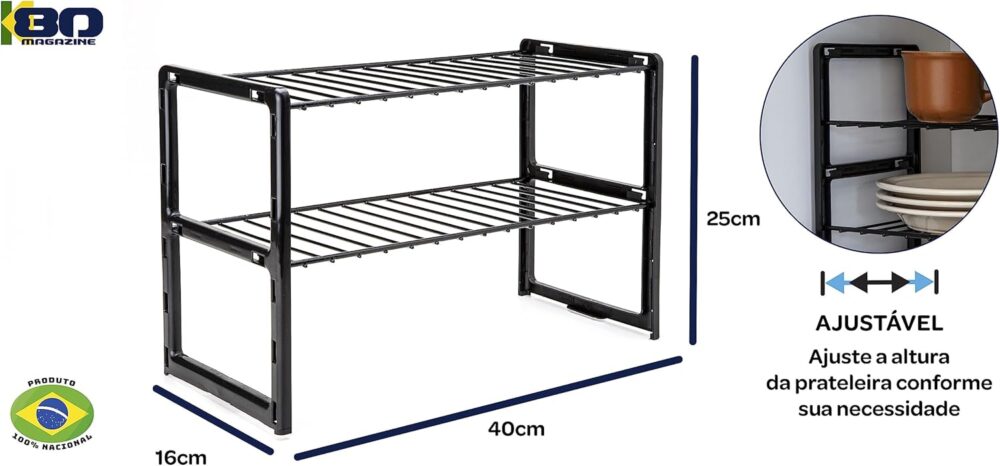 Rack Organizador de Cozinha Grande Prateleira Dupla Ajustáve... - Image 4