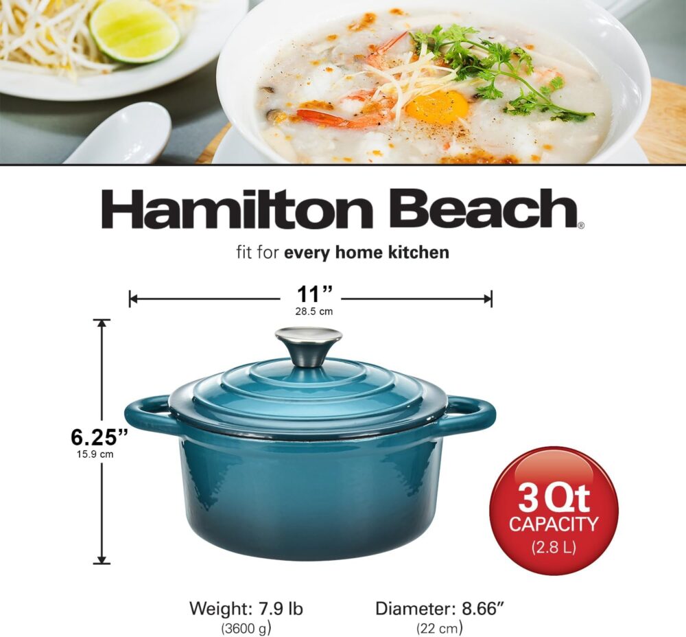 Hamilton Beach Forno holandês de ferro fundido esmaltado azu... - Image 6