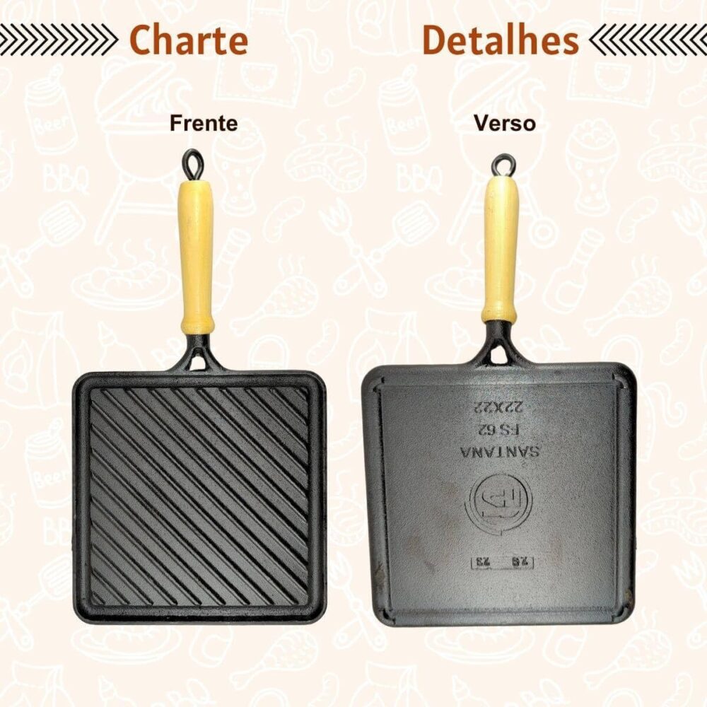 Chapa De Ferro Fundido Com Suporte Madeira Conjunto para Coz... - Image 5