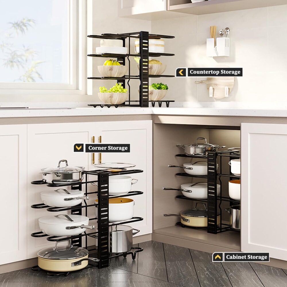Rack organizador de panelas para armário, 8 potes e frigidei... - Image 2