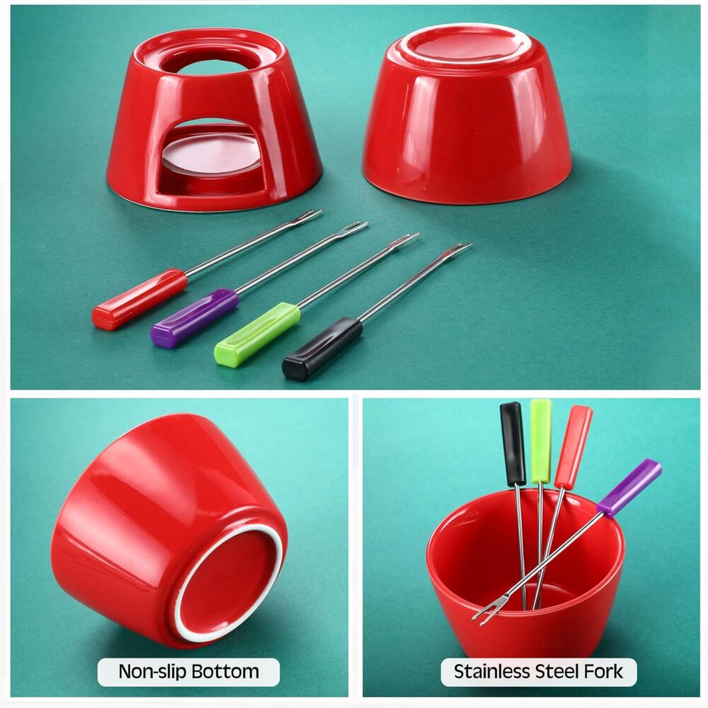 Mudder Caneca de fondue panela de cerâmica e 8 peças de garf... - Image 7
