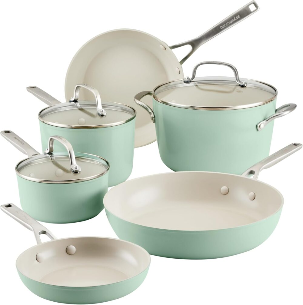 KitchenAid Conjunto de panelas antiaderentes de cerâmica ano...