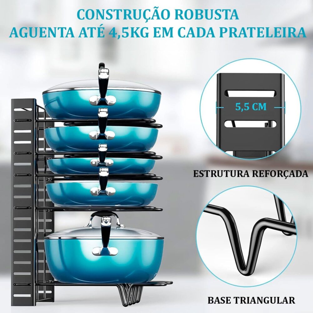 Organizador Cozinha Rack Suporte Panela Ajustável com Ponta ... - Image 6