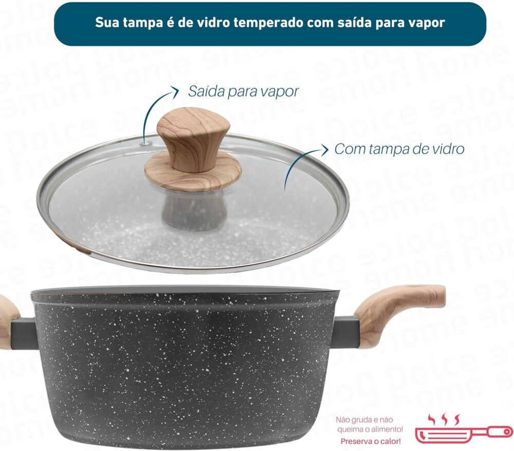 Panela Caçarola Indução C/tampa Vidro 4,2l Revestimento Anti... - Image 7