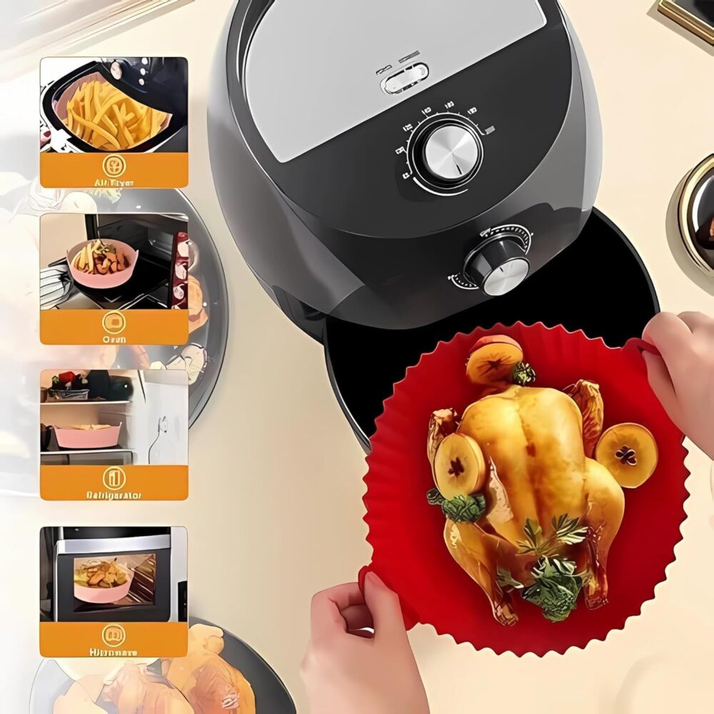 Kit 2 Forma 20 Cm Cesta De Silicone Para Air Fryer Reutilizá... - Image 8