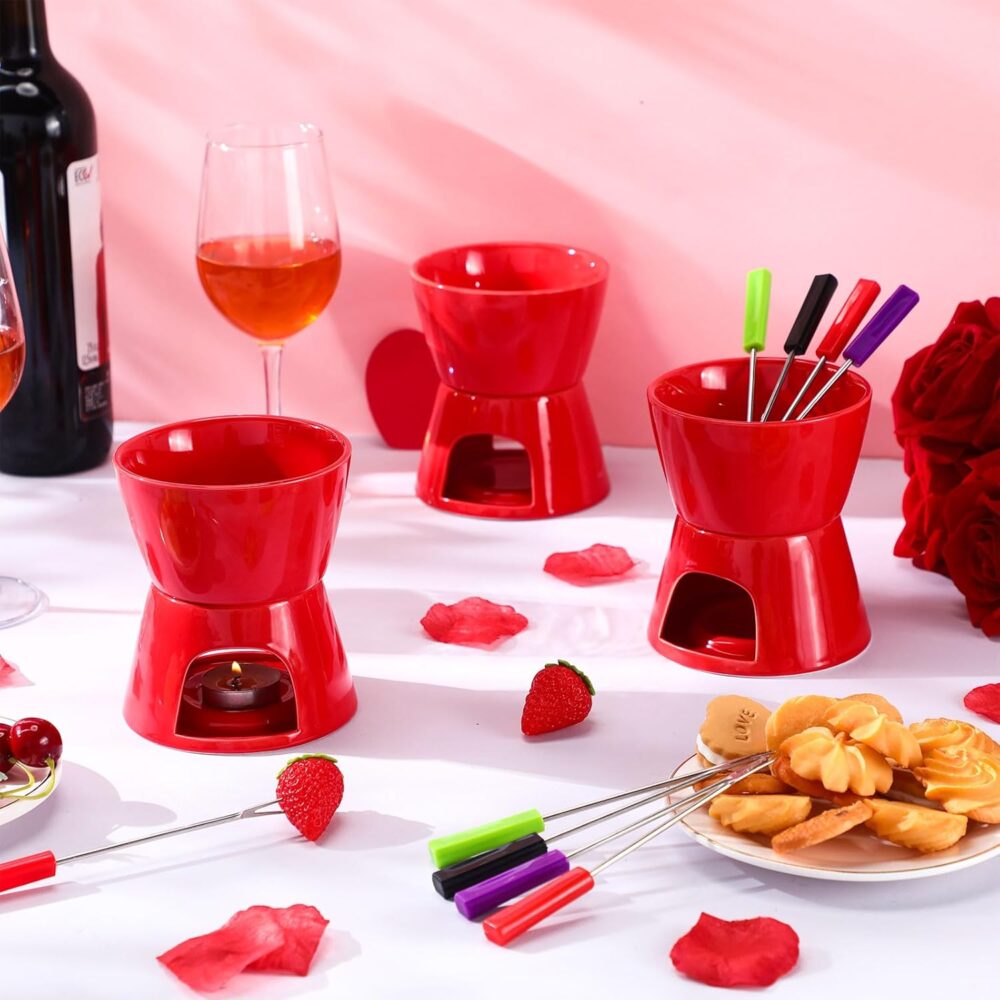 Mudder Caneca de fondue panela de cerâmica e 8 peças de garf... - Image 3