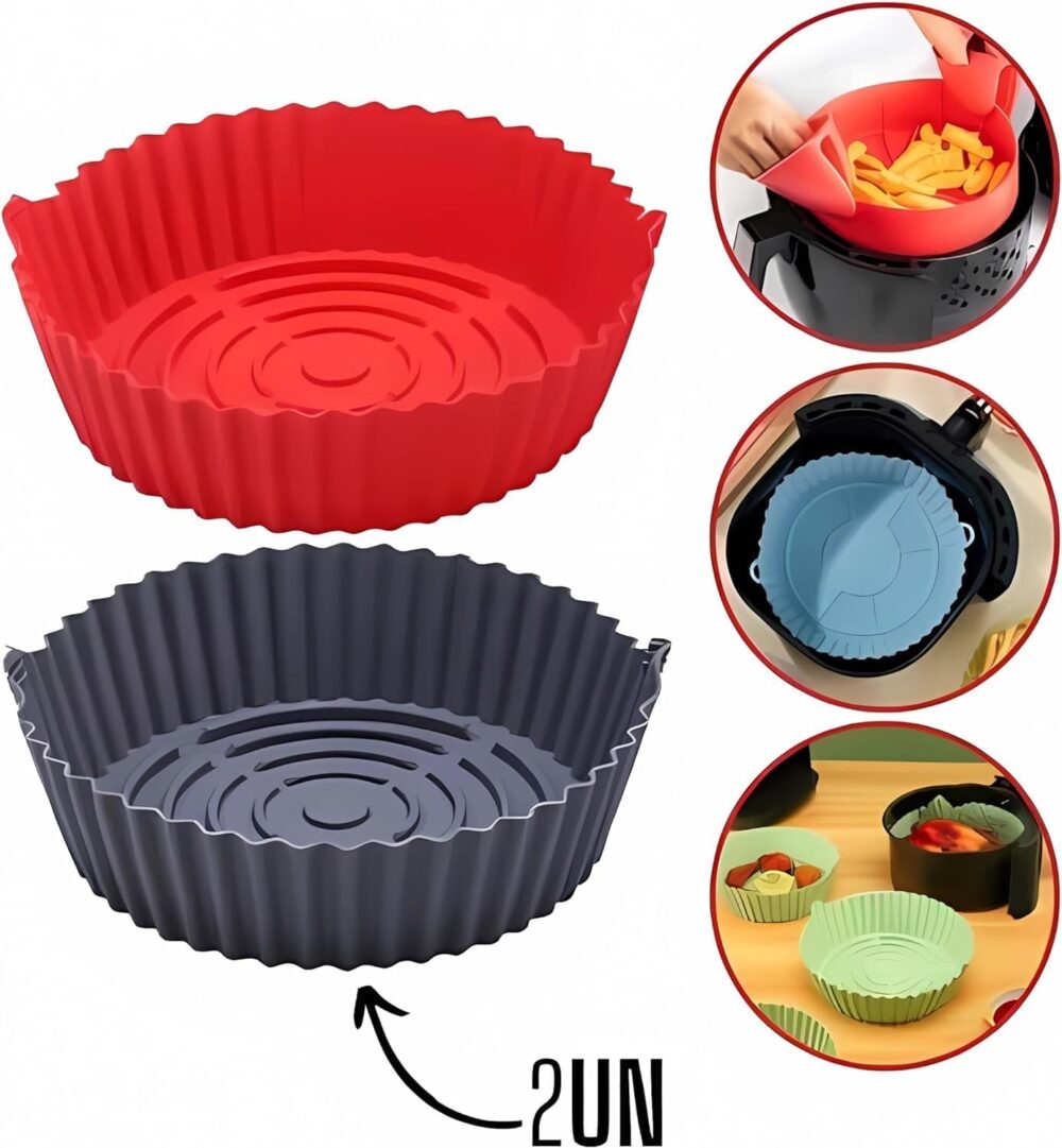 Kit 2 Forma 20 Cm Cesta De Silicone Para Air Fryer Reutilizá... - Image 2