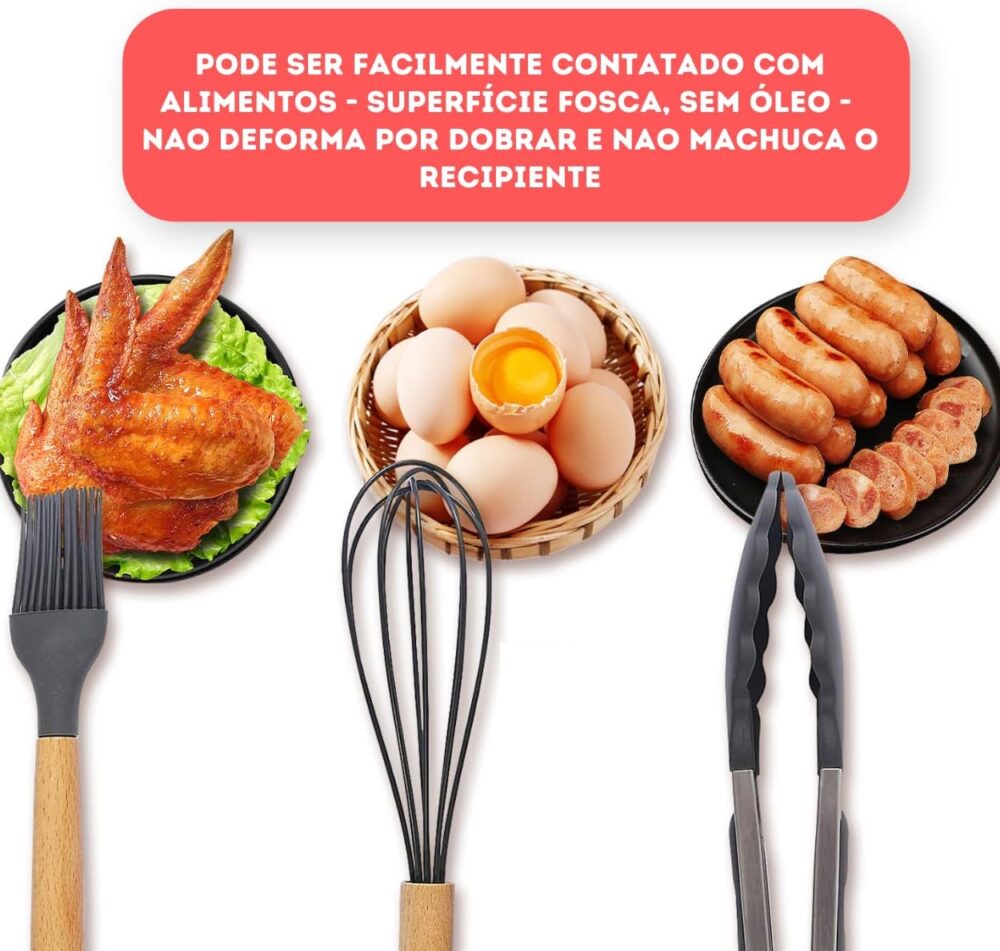 Jogo de Utensilios de Cozinha em Silicone Premium Madeira 17... - Image 6