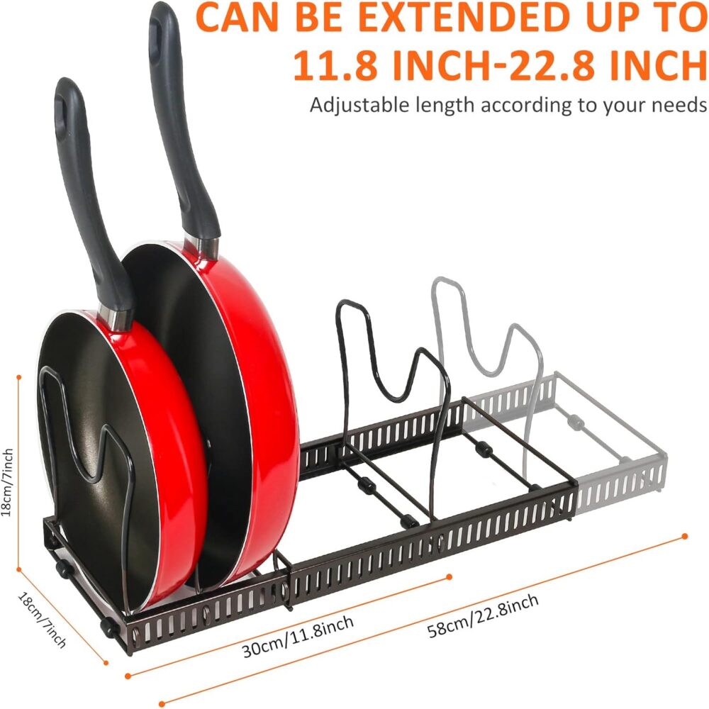 ROOHUA Rack de panela – Organizador expansível para armário,... - Image 2