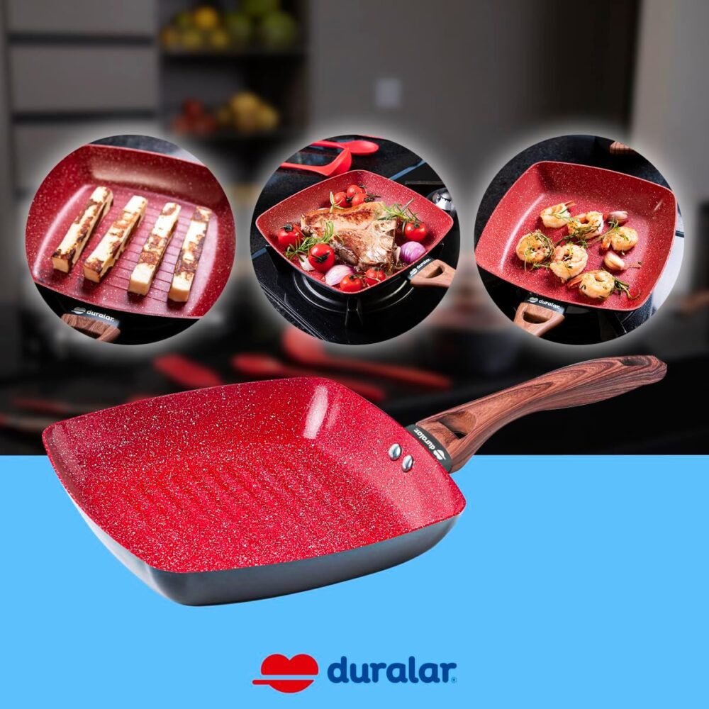 Frigideira Cerâmica 24 Grill Antiaderente Red Marble Duralar - Image 4