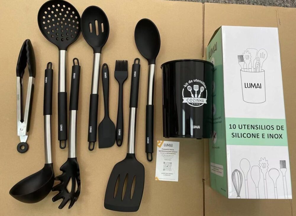 Conjunto 10 Utensilios De Cozinha Silicone C/Cabo Aço Inox L... - Image 3
