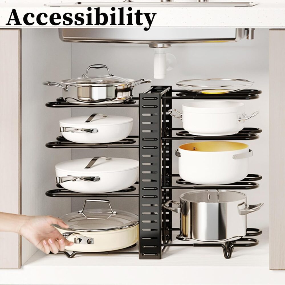 Rack organizador de panelas para armário, 8 potes e frigidei... - Image 6