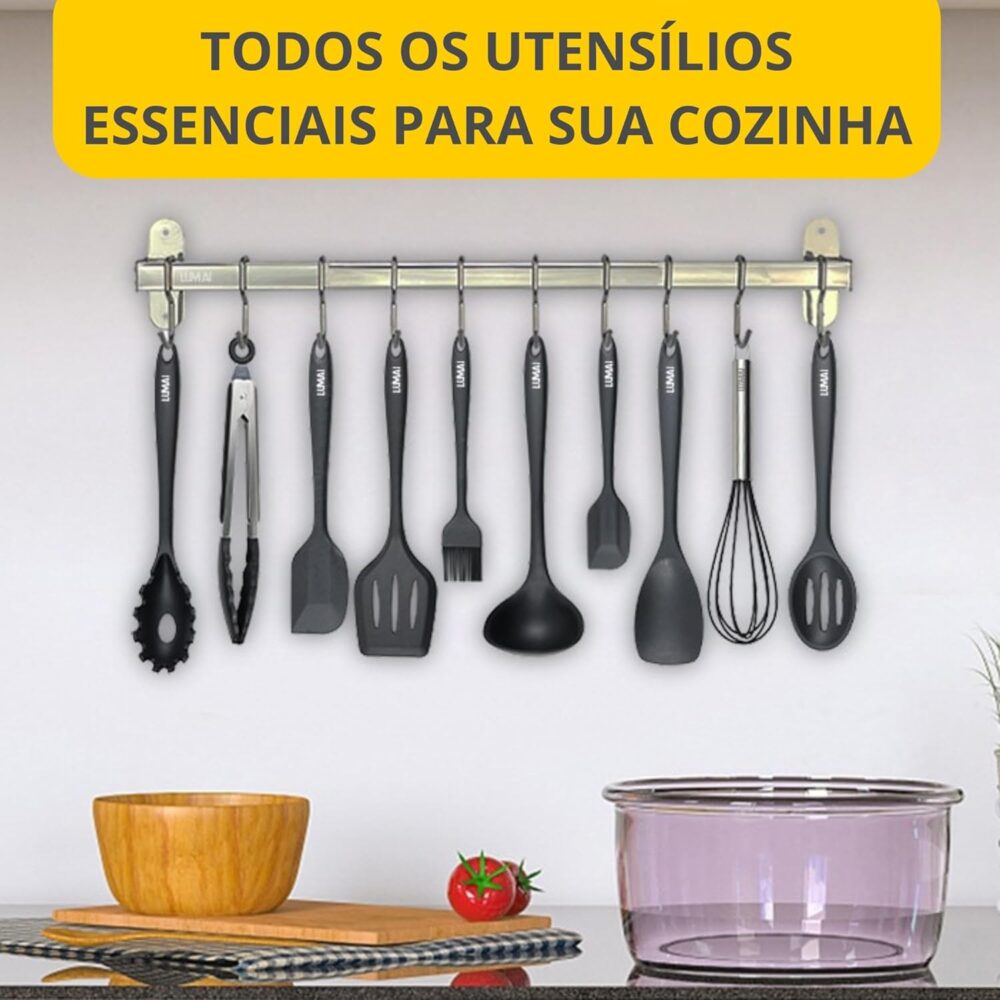 Conjunto Kit Utensílios De Cozinha Silicone Inox - Jogo de U... - Image 5