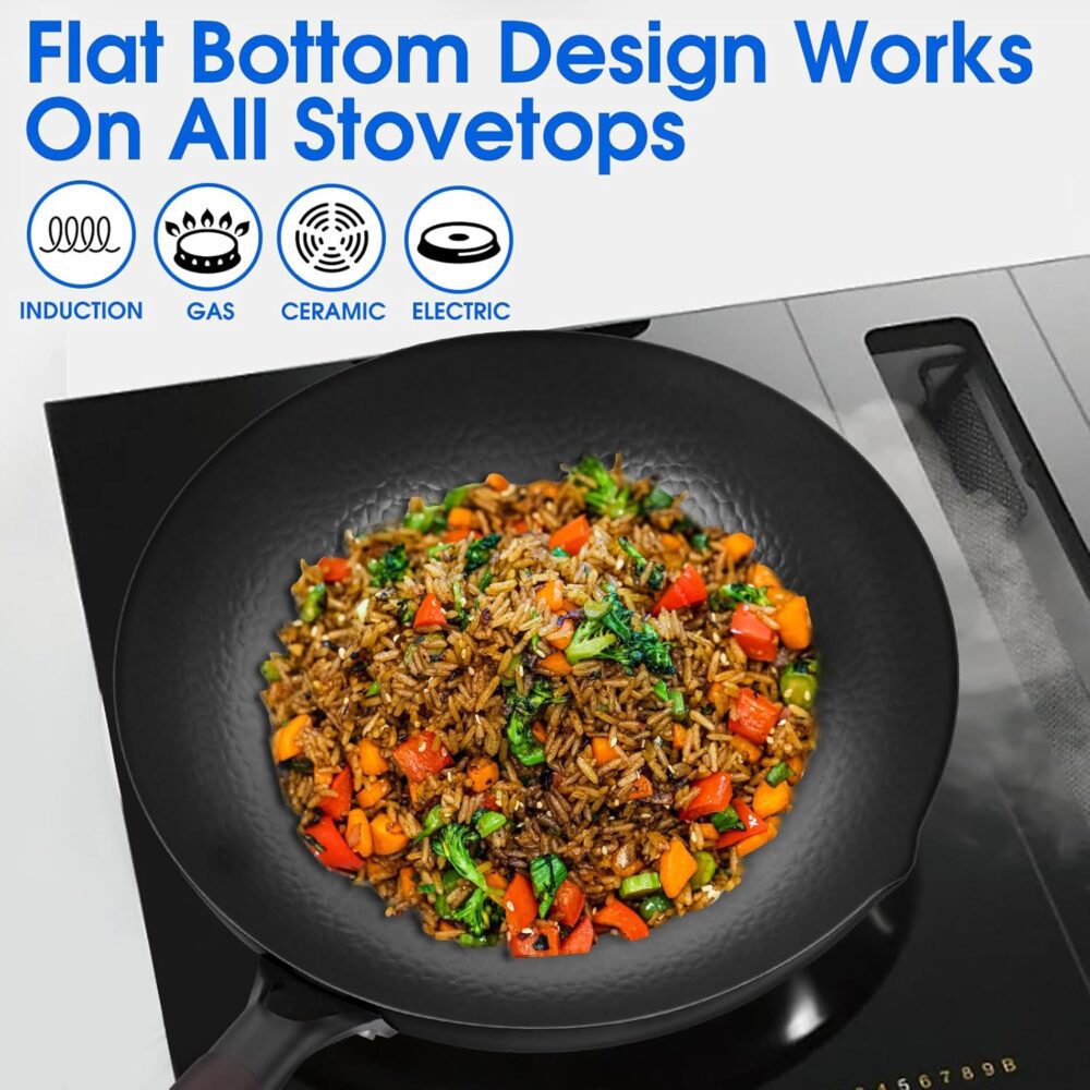 Souped Up Recipes Wok de aço carbono de 33,4 cm para fogões ... - Image 3