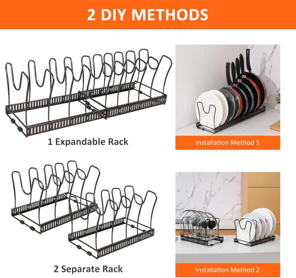 ROOHUA Rack de panela – Organizador expansível para armário,... - Image 5