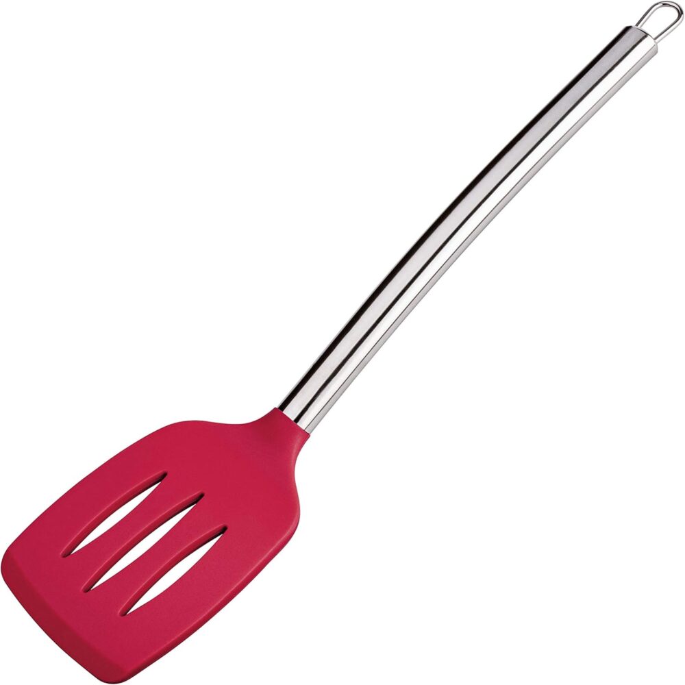 Espátula Vazada de Silicone Vermelho com Cabo Inox, SIL2584-... - Image 2