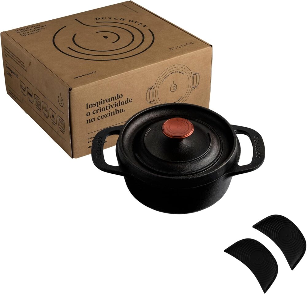 Caçarola de ferro Dutch Oven 16cm, panela de ferro polida e ...
