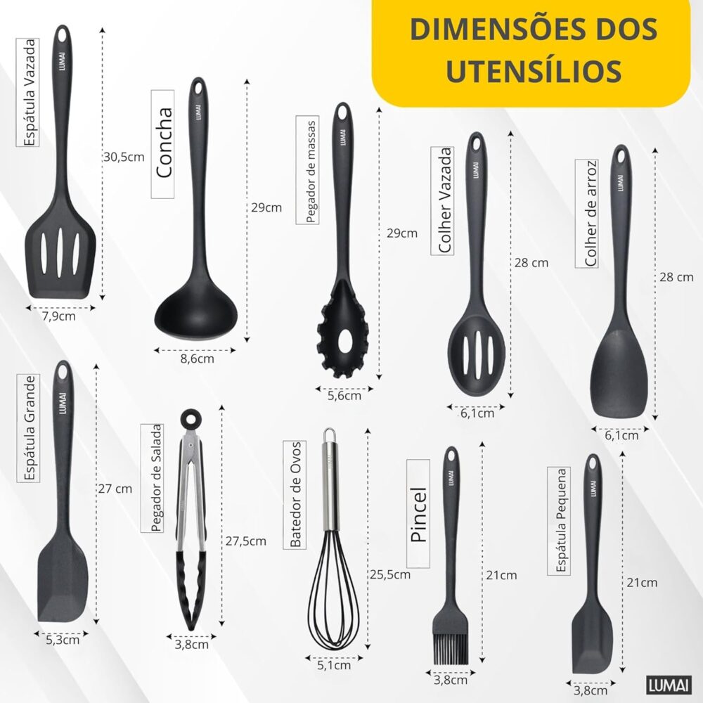 Conjunto Kit Utensílios De Cozinha Silicone Inox - Jogo de U... - Image 6