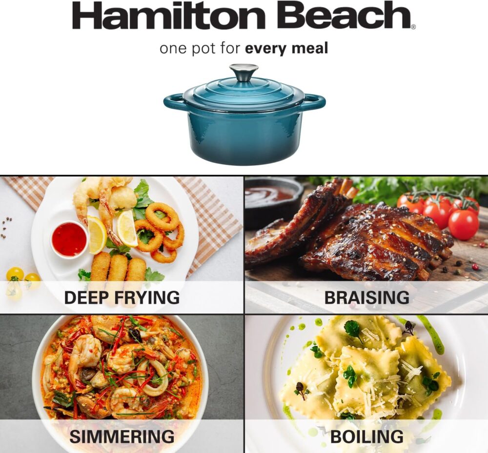 Hamilton Beach Forno holandês de ferro fundido esmaltado azu... - Image 7