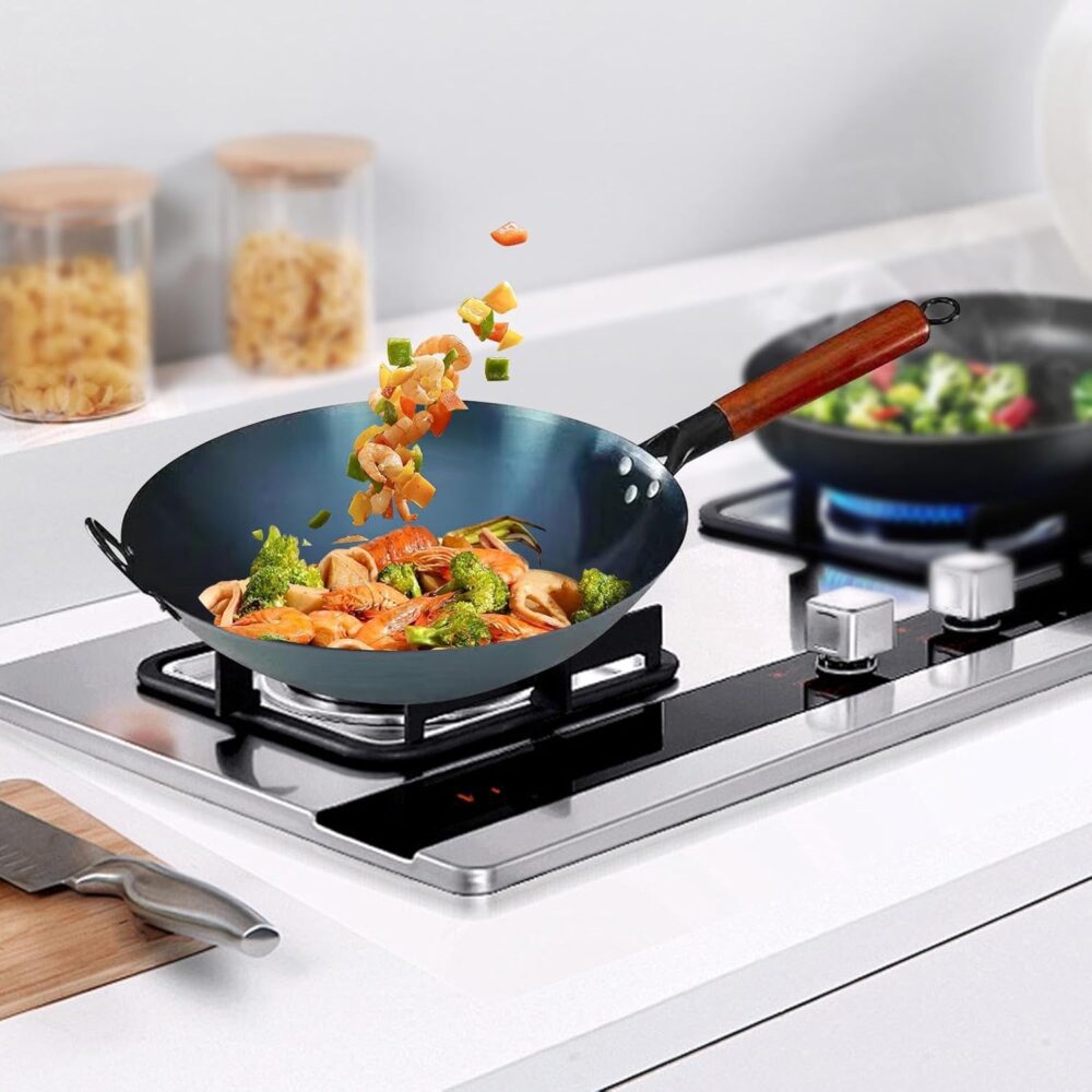 Yajuyi Panela Wok Ferro Wok Fogão de Indução a Gás Manual Fo... - Image 5